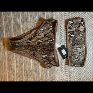 snake skin print two piece swim suit with high waist bottoms